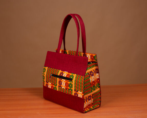 Kantom – Sac Wax Femme Kente Rouge Artisanal au Sénégal