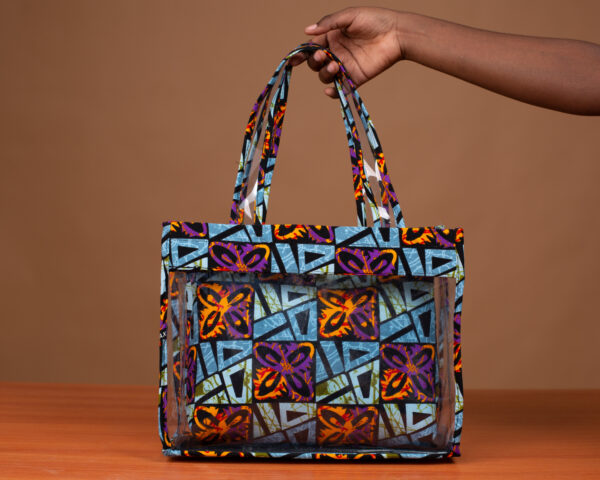 Dija Bag – Sac Wax Femme Bleu Transparent 2-en-1 Fait Main au Sénégal – Image 3