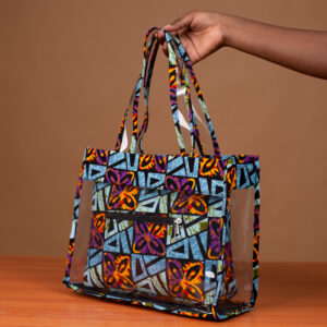 Dija Bag – Sac Wax Femme Bleu Transparent 2-en-1 Fait Main au Sénégal