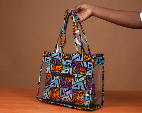 Dija Bag – Sac Wax Femme Bleu Transparent 2-en-1 Fait Main au Sénégal