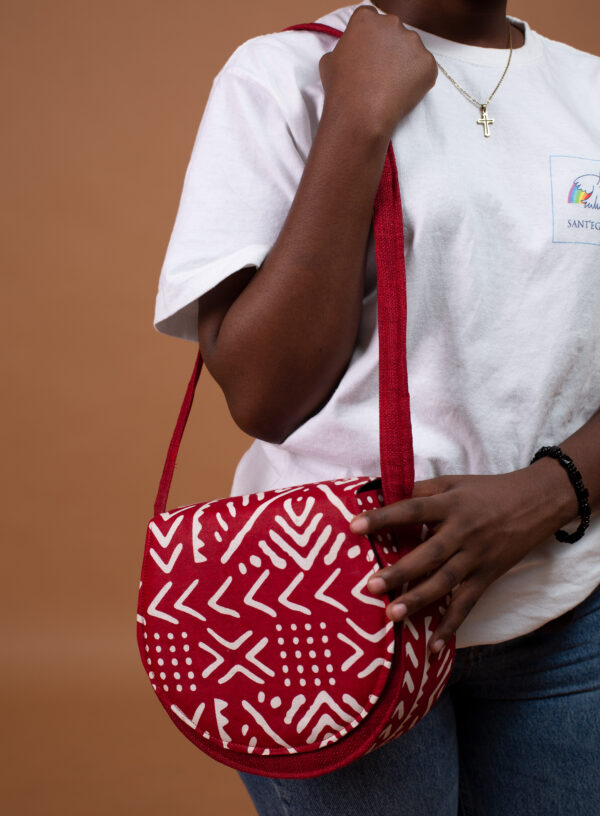 Sac Bandoulière Wax Bogolan Rouge – Anzisha NG Fait Main au Sénégal