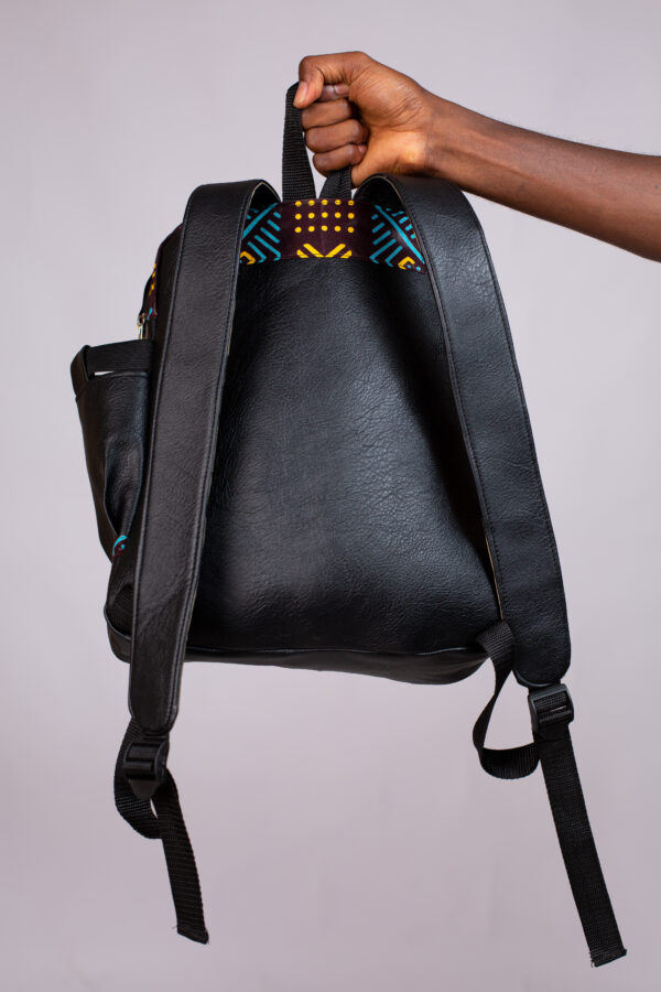 Sac à Dos Unisexe Wax Bogolan Marron – Naza Bag Fait Main au Sénégal – Image 3