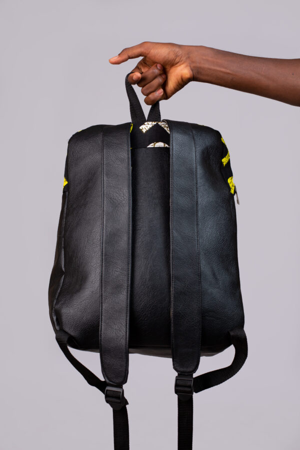 Sac à Dos Unisexe Jaune Wax – Njula Bag Fait Main au Sénégal – Image 2